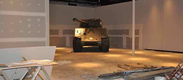 November 1, 2012. Reconstruction of the museum&rsquo;s interior spaces shows an M4A3E8 Sherman tank that will be the centerpiece of a Pusan Perimeter exhibit also scheduled to open in mid-2013.