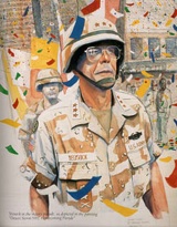 Poster depicting Lt. Gen. Yeosock during Desert Storm Welcome Home parade.